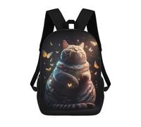 sinyumoney Sac À Dos Enfant 17 Pouces Imprimé En 3D, Motif Dessin Animé Fat Cat Butterfly Fantasy, Idéal Pour Les Voyages, Les Livres Et L'école.