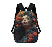 sinyumoney Sac À Dos Enfant 17 Pouces Imprimé En 3D, Motif Dessin Animé Floral Fantasy Portrait -2, Idéal Pour Les Voyages, Les Livres Et L'école.