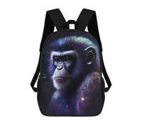 sinyumoney Sac À Dos Enfant 17 Pouces Imprimé En 3D, Motif Dessin Animé Galactic Chimpanzee Portrait-6, Idéal Pour Les Voyages, Les Livres Et L'école.