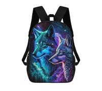 sinyumoney Sac À Dos Enfant 17 Pouces Imprimé En 3D, Motif Dessin Animé Galactic Wolf Pair, Idéal Pour Les Voyages, Les Livres Et L'école.