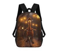 sinyumoney Sac À Dos Enfant 17 Pouces Imprimé En 3D, Motif Dessin Animé Giraffe Riding A Bicycle, Idéal Pour Les Voyages, Les Livres Et L'école.