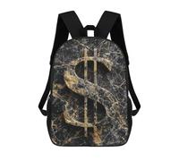 sinyumoney Sac À Dos Enfant 17 Pouces Imprimé En 3D, Motif Dessin Animé Golden Dollar Sign Marble Background-2, Idéal Pour Les Voyages, Les Livres Et L'école.