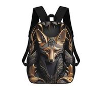 sinyumoney Sac À Dos Enfant 17 Pouces Imprimé En 3D, Motif Dessin Animé Golden Fox Portrait Art Deco, Idéal Pour Les Voyages, Les Livres Et L'école.