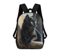 sinyumoney Sac À Dos Enfant 17 Pouces Imprimé En 3D, Motif Dessin Animé Gothic Black Cat Art Print, Idéal Pour Les Voyages, Les Livres Et L'école.