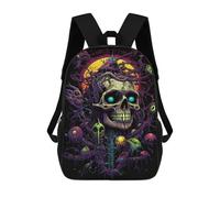 sinyumoney Sac À Dos Enfant 17 Pouces Imprimé En 3D, Motif Dessin Animé Gothic Skull Art Print, Idéal Pour Les Voyages, Les Livres Et L'école.