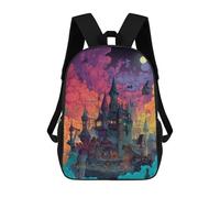sinyumoney Sac À Dos Enfant 17 Pouces Imprimé En 3D, Motif Dessin Animé Halloween Castle Night Sky, Idéal Pour Les Voyages, Les Livres Et L'école.