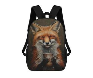 sinyumoney Sac À Dos Enfant 17 Pouces Imprimé En 3D, Motif Dessin Animé Happy Fox Drinking Tea, Idéal Pour Les Voyages, Les Livres Et L'école.