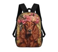 sinyumoney Sac À Dos Enfant 17 Pouces Imprimé En 3D, Motif Dessin Animé Irish Setter with Flowers, Idéal Pour Les Voyages, Les Livres Et L'école.