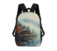 sinyumoney Sac À Dos Enfant 17 Pouces Imprimé En 3D, Motif Dessin Animé Japanese Zen Lake House, Idéal Pour Les Voyages, Les Livres Et L'école.