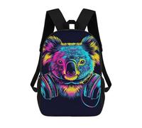 sinyumoney Sac À Dos Enfant 17 Pouces Imprimé En 3D, Motif Dessin Animé Koala Headphones Neon Art Print, Idéal Pour Les Voyages, Les Livres Et L'école.