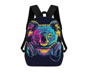 sinyumoney Sac À Dos Enfant 17 Pouces Imprimé En 3D, Motif Dessin Animé Koala Headphones Neon Art Print, Idéal Pour Les Voyages, Les Livres Et L'école.