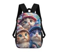 sinyumoney Sac À Dos Enfant 17 Pouces Imprimé En 3D, Motif Dessin Animé Magical Cat Trio, Idéal Pour Les Voyages, Les Livres Et L'école.