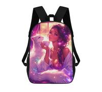 sinyumoney Sac À Dos Enfant 17 Pouces Imprimé En 3D, Motif Dessin Animé Magical Fantasy with Cat, Idéal Pour Les Voyages, Les Livres Et L'école.