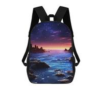 sinyumoney Sac À Dos Enfant 17 Pouces Imprimé En 3D, Motif Dessin Animé Magical Starry Night Ocean, Idéal Pour Les Voyages, Les Livres Et L'école.