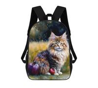 sinyumoney Sac À Dos Enfant 17 Pouces Imprimé En 3D, Motif Dessin Animé Maine Coon Cat with Apples, Idéal Pour Les Voyages, Les Livres Et L'école.