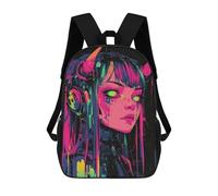 sinyumoney Sac À Dos Enfant 17 Pouces Imprimé En 3D, Motif Dessin Animé Neon Headphones Art Print, Idéal Pour Les Voyages, Les Livres Et L'école.