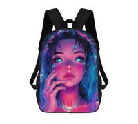 sinyumoney Sac À Dos Enfant 17 Pouces Imprimé En 3D, Motif Dessin Animé Neon Tears Digital Portrait of A Woman, Idéal Pour Les Voyages, Les Livres Et L'école.