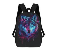 sinyumoney Sac À Dos Enfant 17 Pouces Imprimé En 3D, Motif Dessin Animé Neon Wolf Art Print-3, Idéal Pour Les Voyages, Les Livres Et L'école.