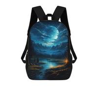 sinyumoney Sac À Dos Enfant 17 Pouces Imprimé En 3D, Motif Dessin Animé Night Moonlit Forest River Scene, Idéal Pour Les Voyages, Les Livres Et L'école.