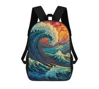 sinyumoney Sac À Dos Enfant 17 Pouces Imprimé En 3D, Motif Dessin Animé Ocean Waves Sunset Art Print, Idéal Pour Les Voyages, Les Livres Et L'école.