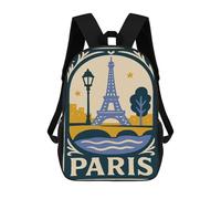 sinyumoney Sac À Dos Enfant 17 Pouces Imprimé En 3D, Motif Dessin Animé Paris Illustration with Eiffel Tower, Idéal Pour Les Voyages, Les Livres Et L'école.