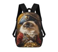 sinyumoney Sac À Dos Enfant 17 Pouces Imprimé En 3D, Motif Dessin Animé Pirate Cat Treasure Chest-13, Idéal Pour Les Voyages, Les Livres Et L'école.