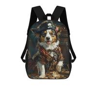 sinyumoney Sac À Dos Enfant 17 Pouces Imprimé En 3D, Motif Dessin Animé Pirate Dog Treasure Chest, Idéal Pour Les Voyages, Les Livres Et L'école.