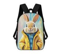 sinyumoney Sac À Dos Enfant 17 Pouces Imprimé En 3D, Motif Dessin Animé Rabbit in Yellow Jacket, Idéal Pour Les Voyages, Les Livres Et L'école.
