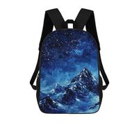 sinyumoney Sac À Dos Enfant 17 Pouces Imprimé En 3D, Motif Dessin Animé Snow-Capped Mountain Night Sky, Idéal Pour Les Voyages, Les Livres Et L'école.