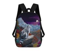sinyumoney Sac À Dos Enfant 17 Pouces Imprimé En 3D, Motif Dessin Animé Snow Leopard Moonlit Mountain, Idéal Pour Les Voyages, Les Livres Et L'école.
