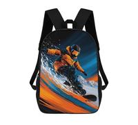 sinyumoney Sac À Dos Enfant 17 Pouces Imprimé En 3D, Motif Dessin Animé Snowboarding Adventure in Orange -1, Idéal Pour Les Voyages, Les Livres Et L'école.