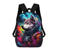 sinyumoney Sac À Dos Enfant 17 Pouces Imprimé En 3D, Motif Dessin Animé Space Wolf Adventure -2, Idéal Pour Les Voyages, Les Livres Et L'école.
