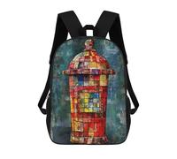 sinyumoney Sac À Dos Enfant 17 Pouces Imprimé En 3D, Motif Dessin Animé Stained Glass Phone Booth Art Print, Idéal Pour Les Voyages, Les Livres Et L'école.
