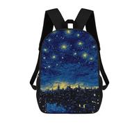 sinyumoney Sac À Dos Enfant 17 Pouces Imprimé En 3D, Motif Dessin Animé Starry Night Cityscape Art Print -2, Idéal Pour Les Voyages, Les Livres Et L'école.