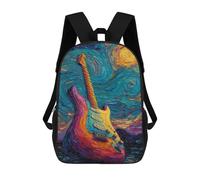 sinyumoney Sac À Dos Enfant 17 Pouces Imprimé En 3D, Motif Dessin Animé Starry Night Guitar Canvas Art, Idéal Pour Les Voyages, Les Livres Et L'école.