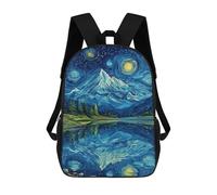 sinyumoney Sac À Dos Enfant 17 Pouces Imprimé En 3D, Motif Dessin Animé Starry Night Mountain Reflections -4, Idéal Pour Les Voyages, Les Livres Et L'école.
