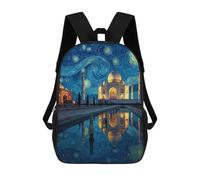 sinyumoney Sac À Dos Enfant 17 Pouces Imprimé En 3D, Motif Dessin Animé Starry Night Taj Mahal Reflection -1, Idéal Pour Les Voyages, Les Livres Et L'école.