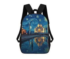sinyumoney Sac À Dos Enfant 17 Pouces Imprimé En 3D, Motif Dessin Animé Starry Night Taj Mahal Reflection -1, Idéal Pour Les Voyages, Les Livres Et L'école.