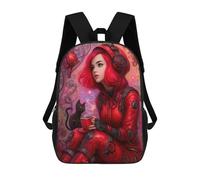 sinyumoney Sac À Dos Enfant 17 Pouces Imprimé En 3D, Motif Dessin Animé Steampunk Woman with Cat, Idéal Pour Les Voyages, Les Livres Et L'école.