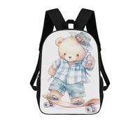 sinyumoney Sac À Dos Enfant 17 Pouces Imprimé En 3D, Motif Dessin Animé Teddy Bear Skateboarding Hat, Idéal Pour Les Voyages, Les Livres Et L'école.