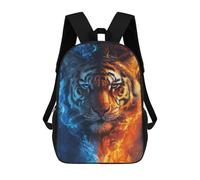 sinyumoney Sac À Dos Enfant 17 Pouces Imprimé En 3D, Motif Dessin Animé Tiger Fire And Ice Art Print-1, Idéal Pour Les Voyages, Les Livres Et L'école.