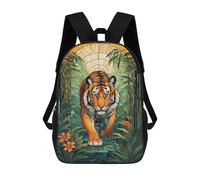 sinyumoney Sac À Dos Enfant 17 Pouces Imprimé En 3D, Motif Dessin Animé Tiger in Jungle Stained Glass, Idéal Pour Les Voyages, Les Livres Et L'école.