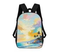 sinyumoney Sac À Dos Enfant 17 Pouces Imprimé En 3D, Motif Dessin Animé Tropical Sunset Beach, Idéal Pour Les Voyages, Les Livres Et L'école.