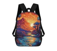 sinyumoney Sac À Dos Enfant 17 Pouces Imprimé En 3D, Motif Dessin Animé Tropical Sunset Landscape-1, Idéal Pour Les Voyages, Les Livres Et L'école.