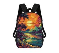 sinyumoney Sac À Dos Enfant 17 Pouces Imprimé En 3D, Motif Dessin Animé Tropical Sunset Landscape, Idéal Pour Les Voyages, Les Livres Et L'école.