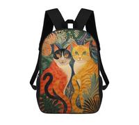 sinyumoney Sac À Dos Enfant 17 Pouces Imprimé En 3D, Motif Dessin Animé Two Cats in Jungle Art Print, Idéal Pour Les Voyages, Les Livres Et L'école.