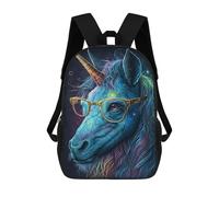 sinyumoney Sac À Dos Enfant 17 Pouces Imprimé En 3D, Motif Dessin Animé Unicorn Glasses Fantasy Art Print -1, Idéal Pour Les Voyages, Les Livres Et L'école.