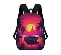 sinyumoney Sac À Dos Enfant 17 Pouces Imprimé En 3D, Motif Dessin Animé Vibrant Sunset Coastal Drive, Idéal Pour Les Voyages, Les Livres Et L'école.