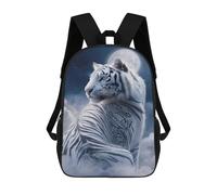 sinyumoney Sac À Dos Enfant 17 Pouces Imprimé En 3D, Motif Dessin Animé White Tiger Moonlit Sky, Idéal Pour Les Voyages, Les Livres Et L'école.