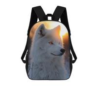 sinyumoney Sac À Dos Enfant 17 Pouces Imprimé En 3D, Motif Dessin Animé White Wolf Portrait at Sunset, Idéal Pour Les Voyages, Les Livres Et L'école.